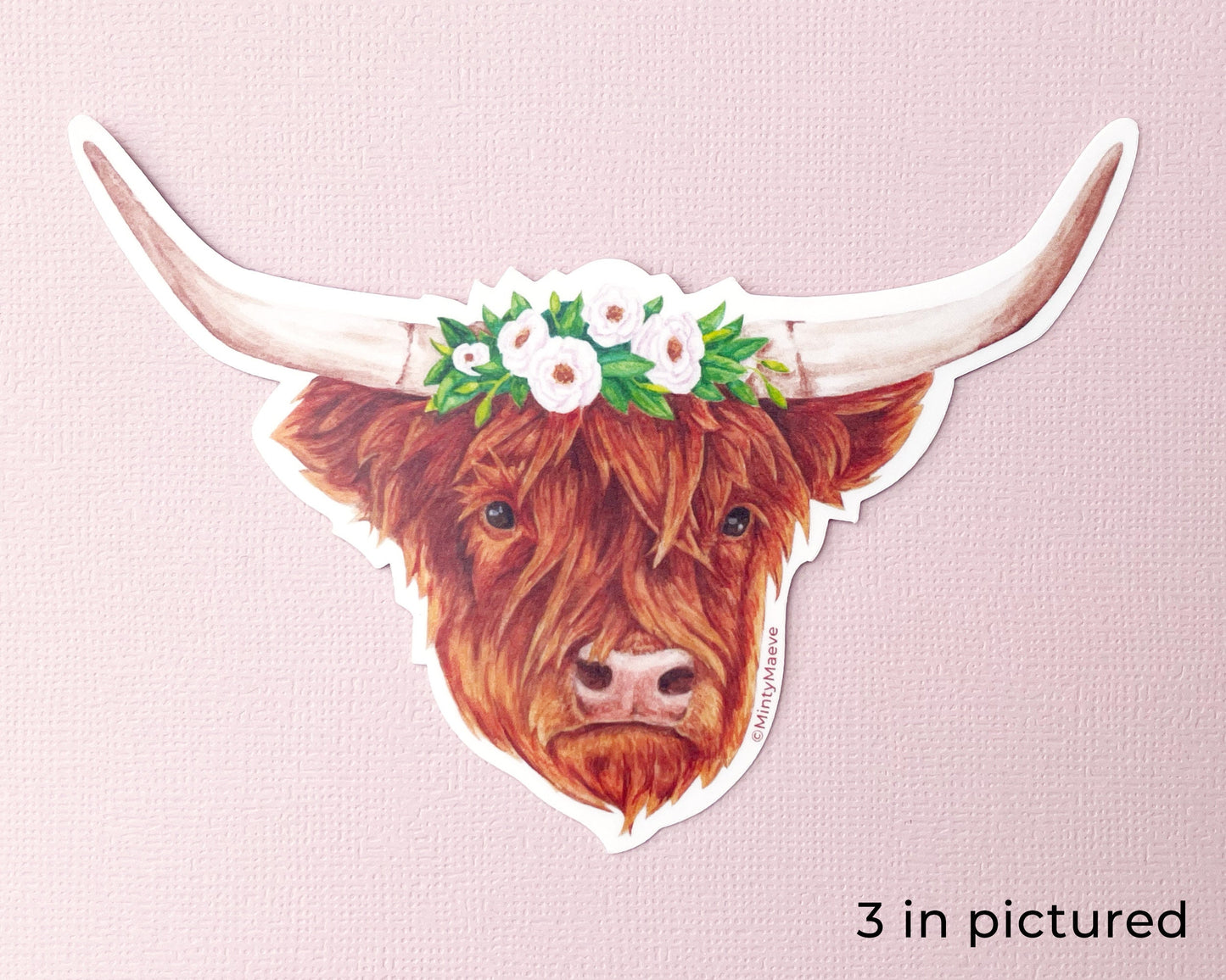 Floral Highland Cow Sticker