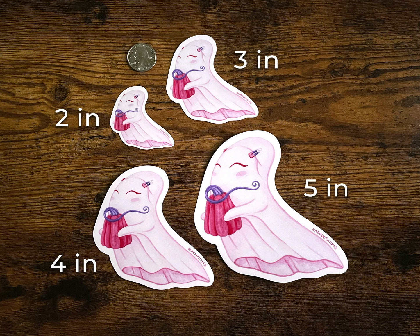 Pink Ghost Holding Pumpkin Sticker