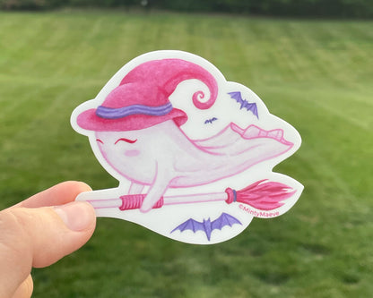 Pink Ghost Witch Waterproof Sticker