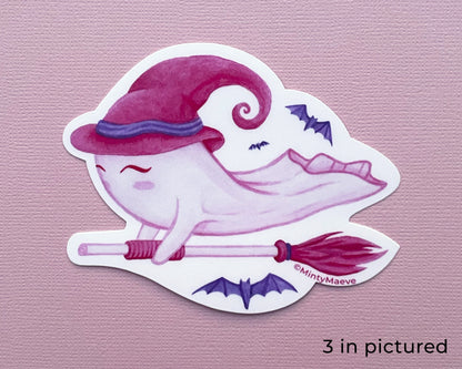 Pink Ghost Witch Waterproof Sticker