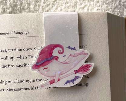 Pink Ghost Witch Magnetic Bookmark