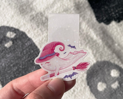 Pink Ghost Witch Magnetic Bookmark