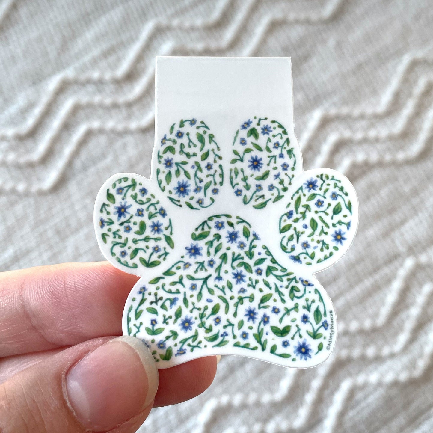 Floral Paw Print Magnetic Bookmark