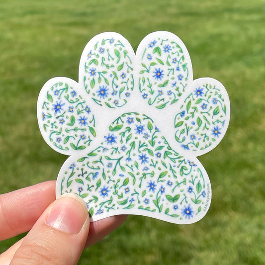 Floral Paw Print Sticker