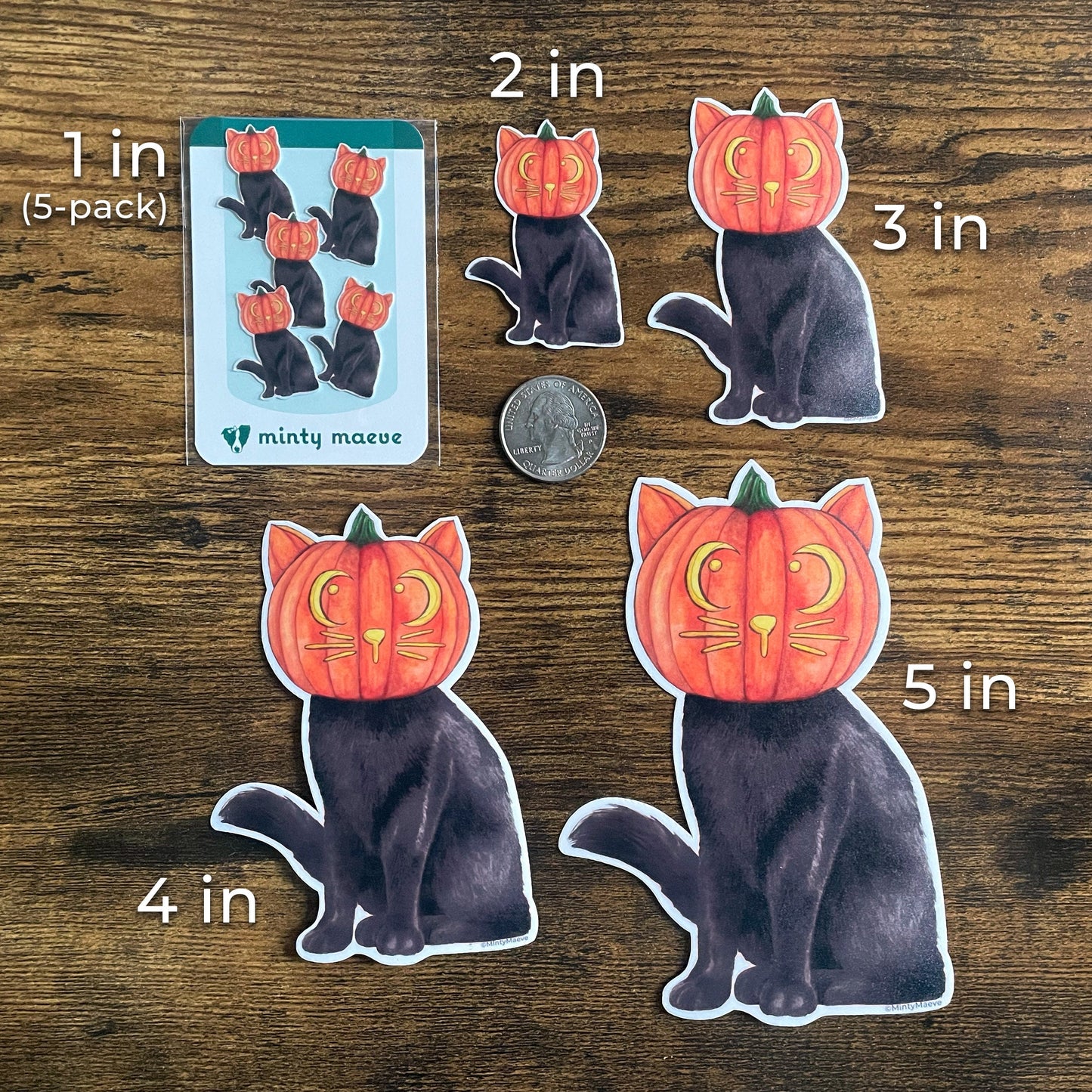 Black Cat Wearing Pumpkin Head Waterproof Sticker