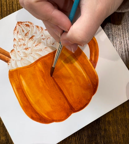 Pumpkin Spice Latte Original Watercolor Painting