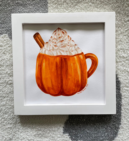 Pumpkin Spice Latte Original Watercolor Painting