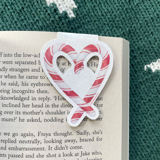 Red Candy Cane Heart Magnetic Bookmark