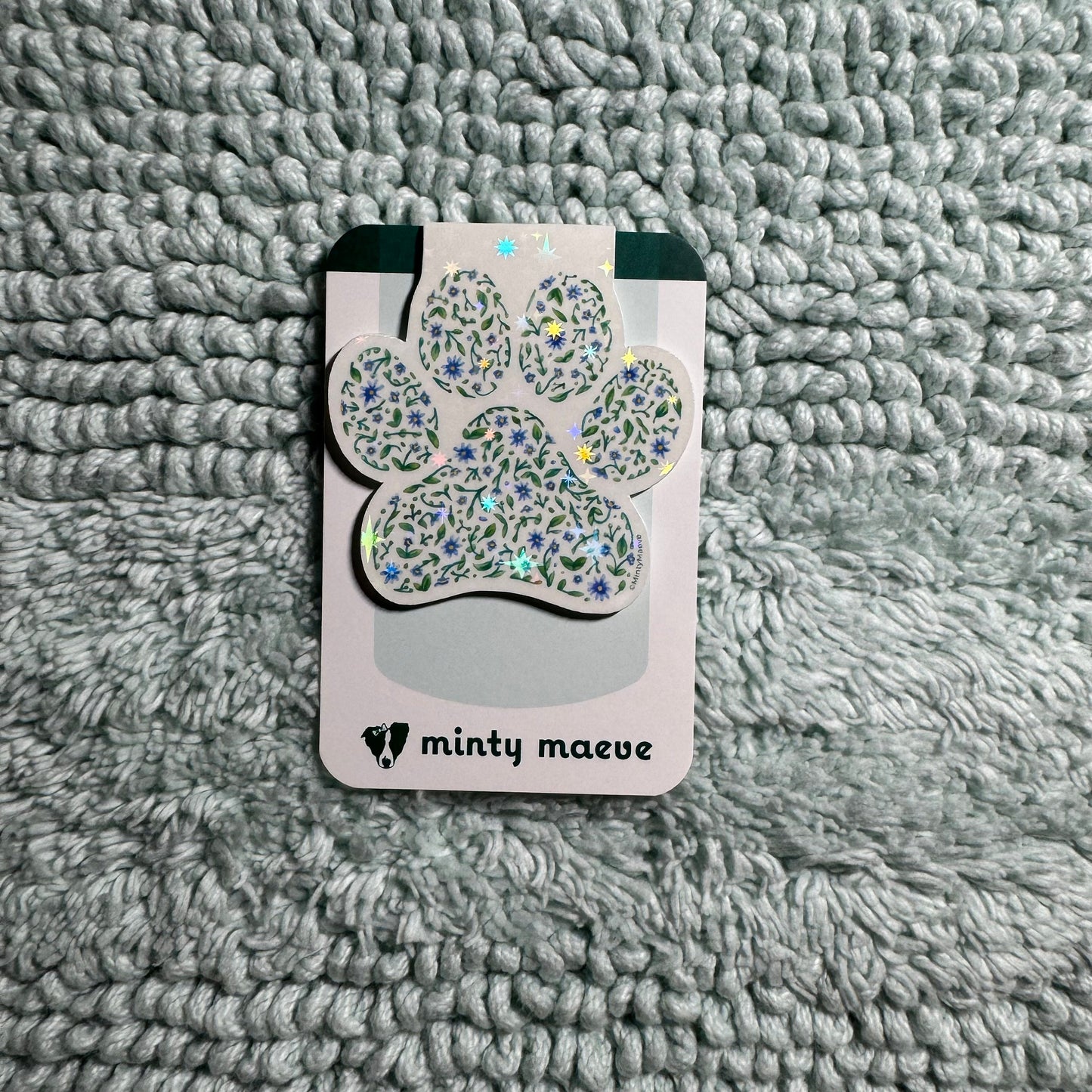 Floral Paw Print Magnetic Bookmark