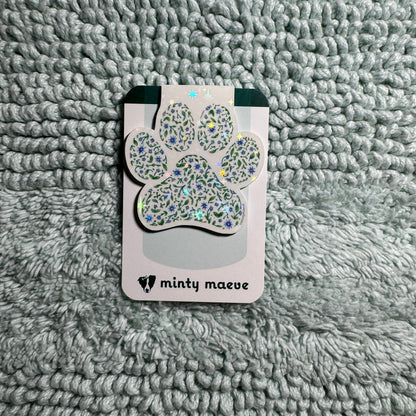 Floral Paw Print Magnetic Bookmark