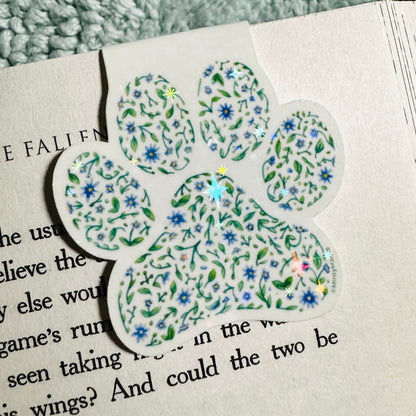 Floral Paw Print Magnetic Bookmark