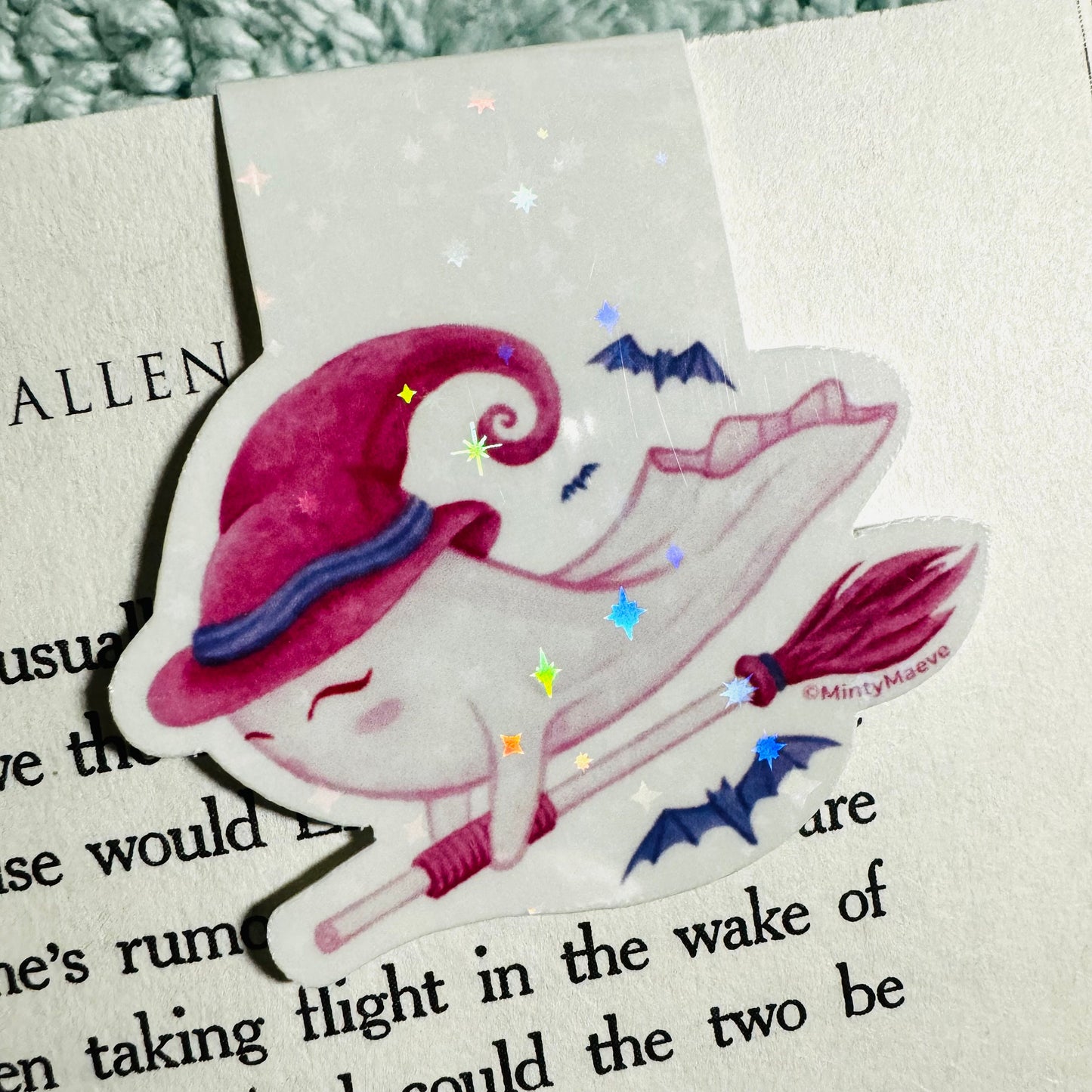 Pink Ghost Witch Magnetic Bookmark