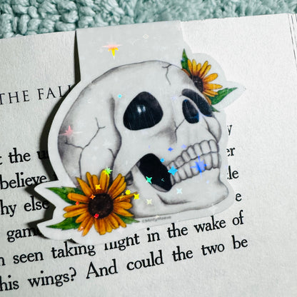 Skull with Sunflower Magnetic Bookmark