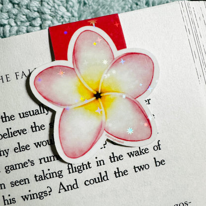 Pink Plumeria Floral Magnetic Bookmark