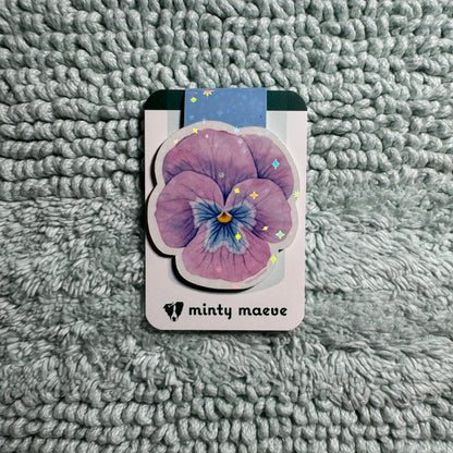 Purple Pansy Flower Magnetic Bookmark