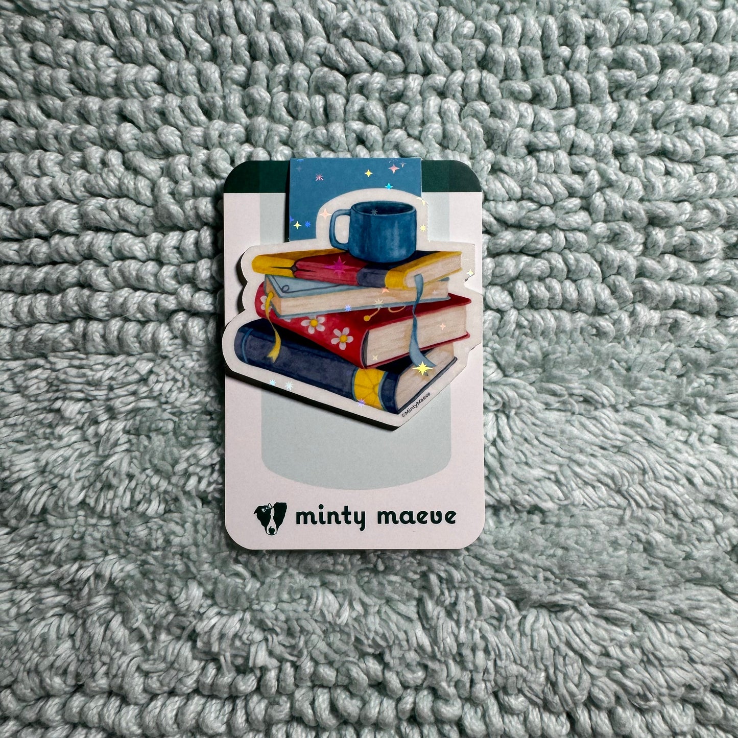 Stack of Books with Tea Magnetic Bookmark