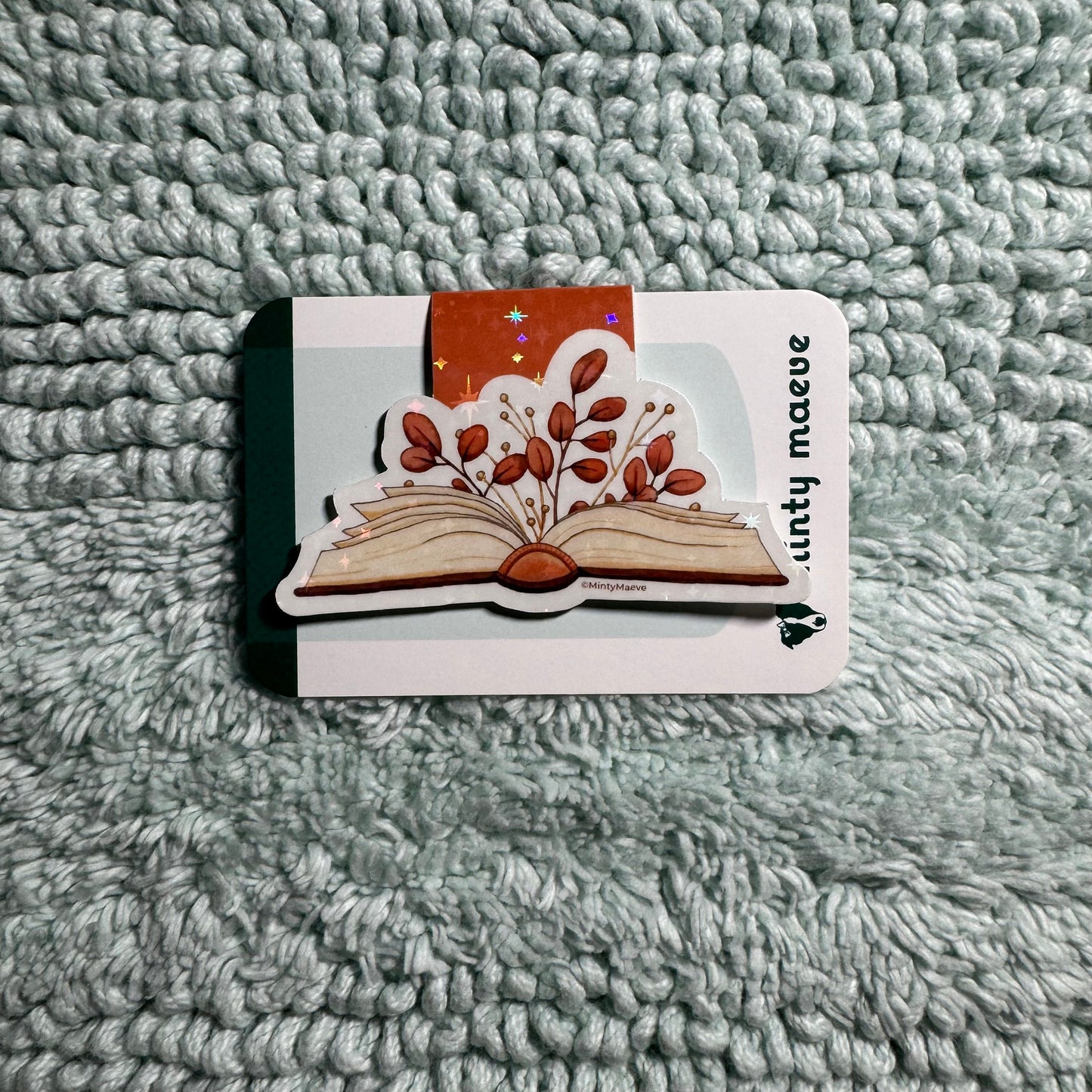 Neutral Open Floral Book Magnetic Bookmark