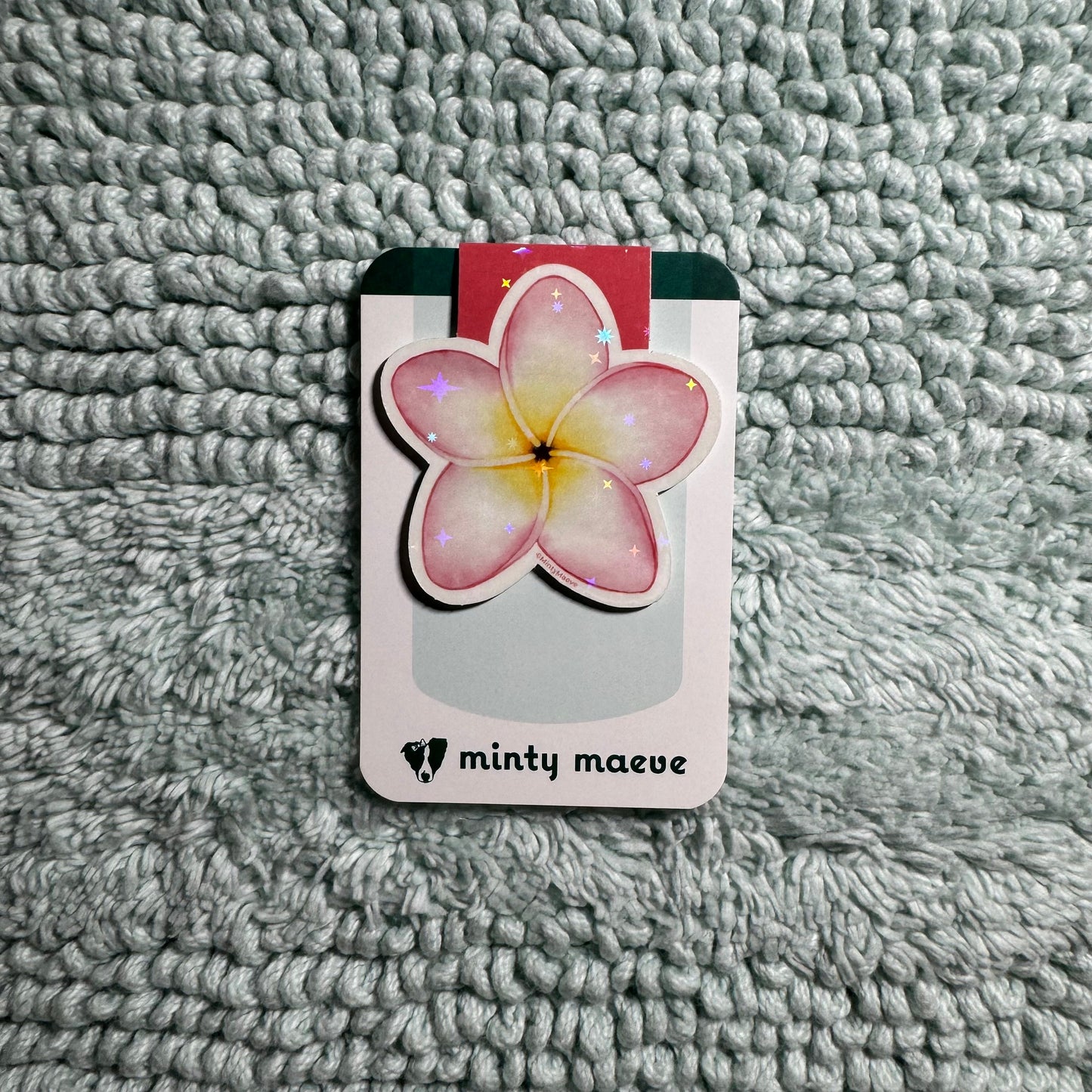 Pink Plumeria Floral Magnetic Bookmark